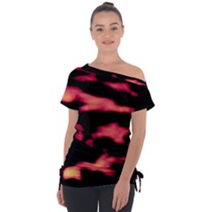 Red Waves Flow Series 5 Off Shoulder Tie-up Tee