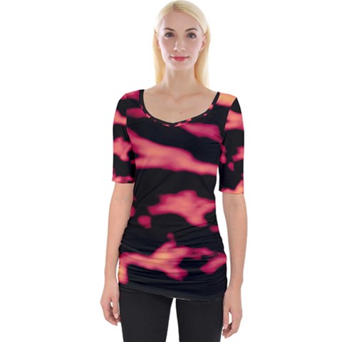 Red Waves Flow Series 5 Wide Neckline Tee by DimitriosArt