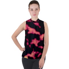 Red Waves Flow Series 5 Mock Neck Chiffon Sleeveless Top by DimitriosArt