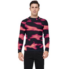 Red Waves Flow Series 5 Men s Long Sleeve Rash Guard by DimitriosArt