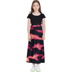 Red Waves Flow Series 5 Kids  Flared Maxi Skirt