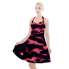 Red Waves Flow Series 5 Halter Party Swing Dress  by DimitriosArt