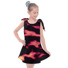 Red Waves Flow Series 5 Kids  Tie Up Tunic Dress by DimitriosArt