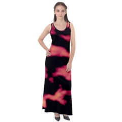 Red Waves Flow Series 5 Sleeveless Velour Maxi Dress by DimitriosArt