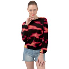 Red Waves Flow Series 5 Banded Bottom Chiffon Top by DimitriosArt