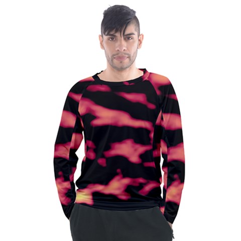 Red Waves Flow Series 5 Men s Long Sleeve Raglan Tee by DimitriosArt