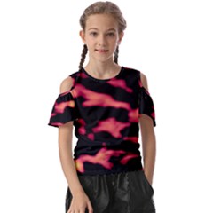 Red Waves Flow Series 5 Kids  Butterfly Cutout Tee by DimitriosArt