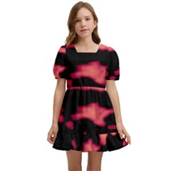 Red Waves Flow Series 5 Kids  Short Sleeve Dolly Dress by DimitriosArt