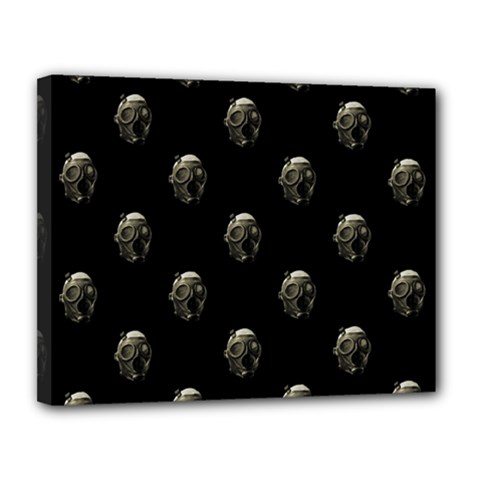 Creepy Head Sculpture With Respirator Motif Pattern Canvas 14  X 11  (stretched) by dflcprintsclothing