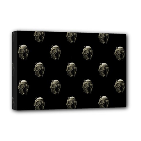 Creepy Head Sculpture With Respirator Motif Pattern Deluxe Canvas 18  X 12  (stretched) by dflcprintsclothing