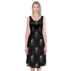 Creepy Head Sculpture With Respirator Motif Pattern Midi Sleeveless Dress by dflcprintsclothing