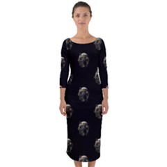 Creepy Head Sculpture With Respirator Motif Pattern Quarter Sleeve Midi Bodycon Dress by dflcprintsclothing