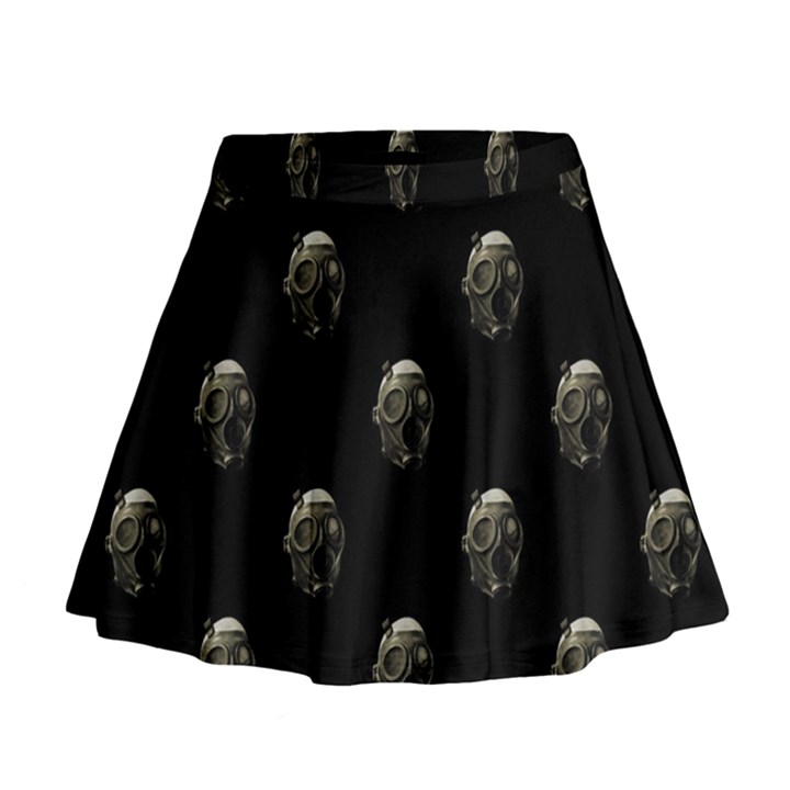 Creepy Head Sculpture With Respirator Motif Pattern Mini Flare Skirt