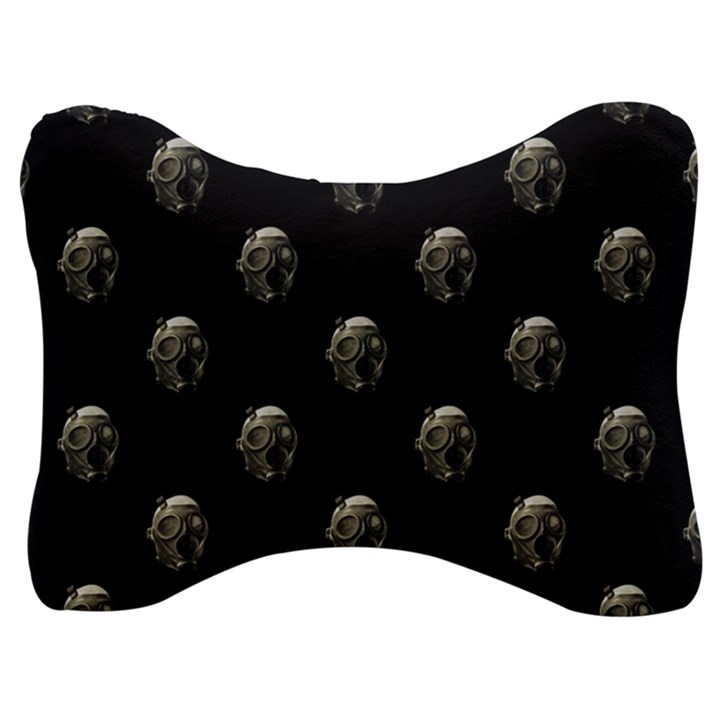 Creepy Head Sculpture With Respirator Motif Pattern Velour Seat Head Rest Cushion