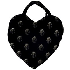 Creepy Head Sculpture With Respirator Motif Pattern Giant Heart Shaped Tote by dflcprintsclothing