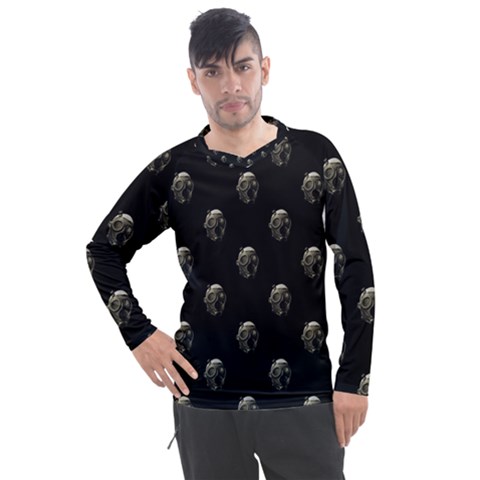 Creepy Head Sculpture With Respirator Motif Pattern Men s Pique Long Sleeve Tee by dflcprintsclothing