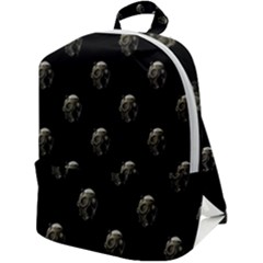 Creepy Head Sculpture With Respirator Motif Pattern Zip Up Backpack by dflcprintsclothing