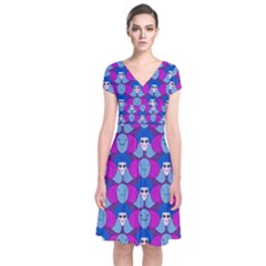 Abstract Short Sleeve Front Wrap Dress by SychEva