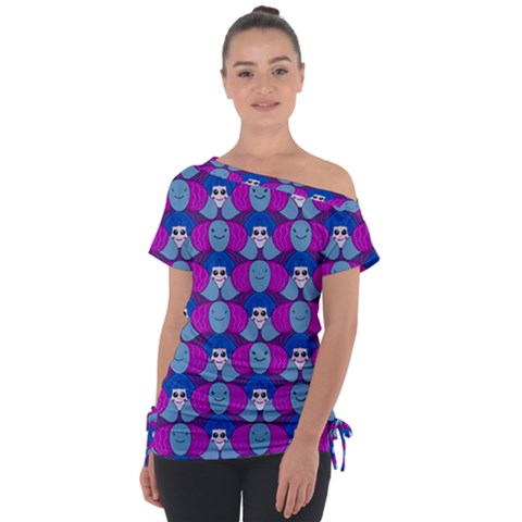 Abstract Off Shoulder Tie-up Tee by SychEva