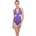 Abstract Halter Front Plunge Swimsuit View1