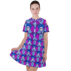 Abstract Short Sleeve Shoulder Cut Out Dress  by SychEva