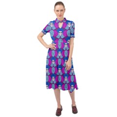 Abstract Keyhole Neckline Chiffon Dress by SychEva