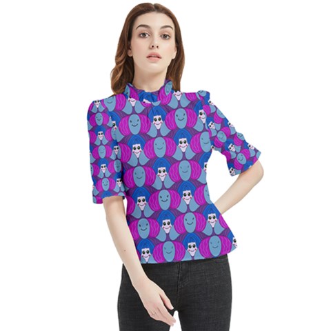 Abstract Frill Neck Blouse by SychEva