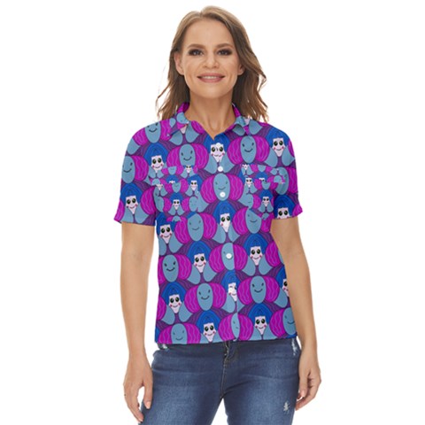 Abstract Women s Short Sleeve Double Pocket Shirt by SychEva