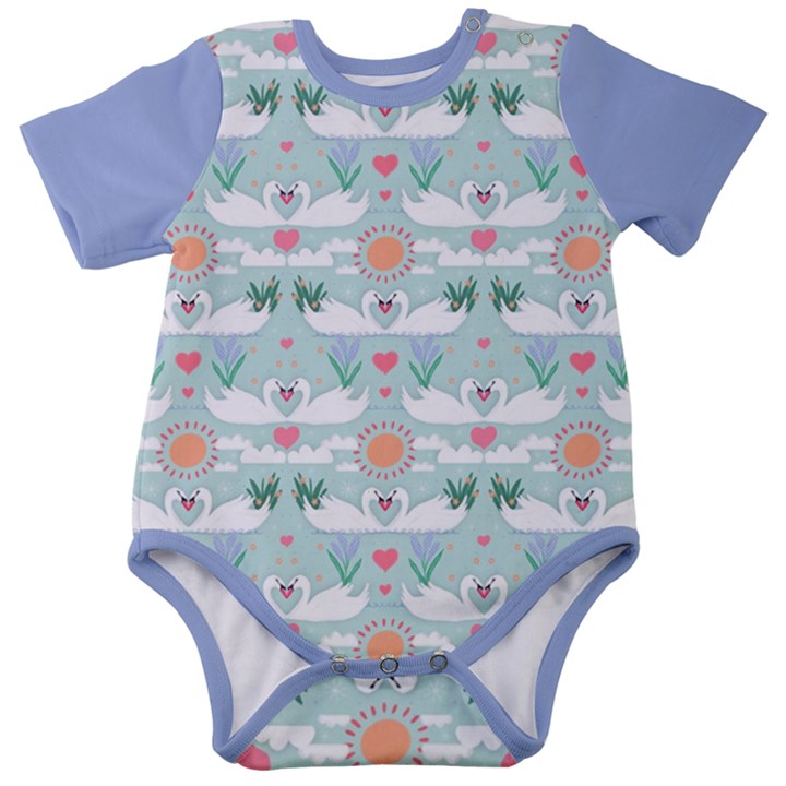 Sunny day swans Baby Short Sleeve Onesie Bodysuit