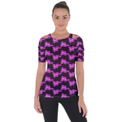 Abstract Waves Shoulder Cut Out Short Sleeve Top by SychEva