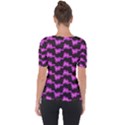 Abstract Waves Shoulder Cut Out Short Sleeve Top View2