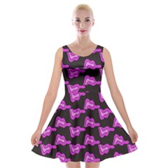 Abstract Waves Velvet Skater Dress