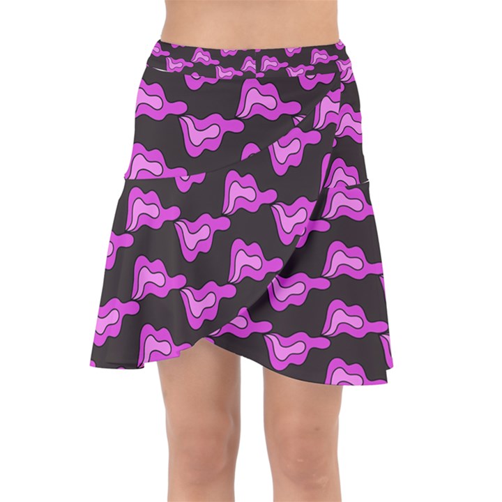 Abstract Waves Wrap Front Skirt