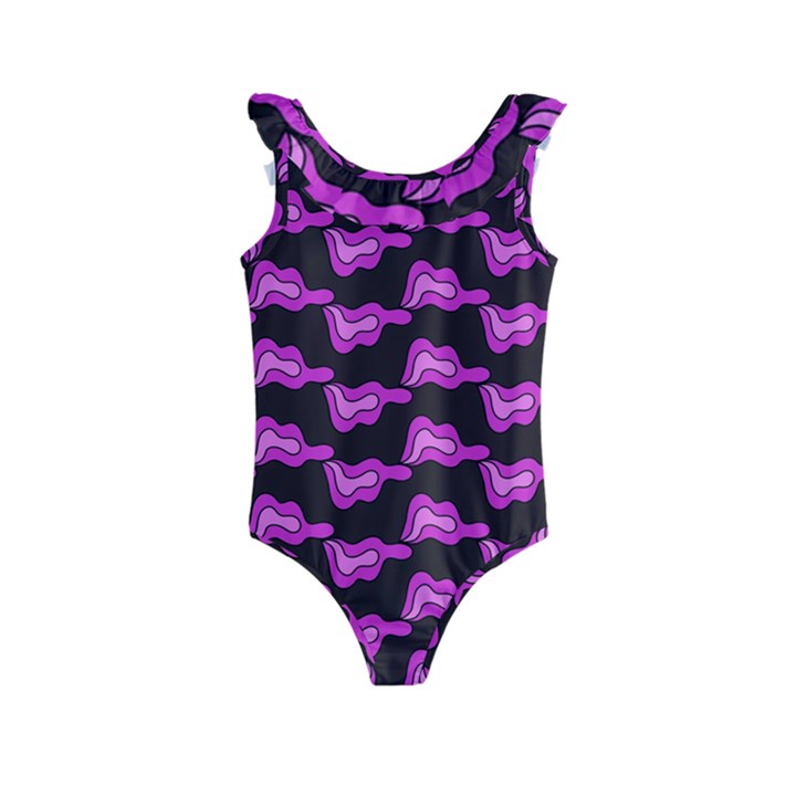 Abstract Waves Kids  Frill Swimsuit