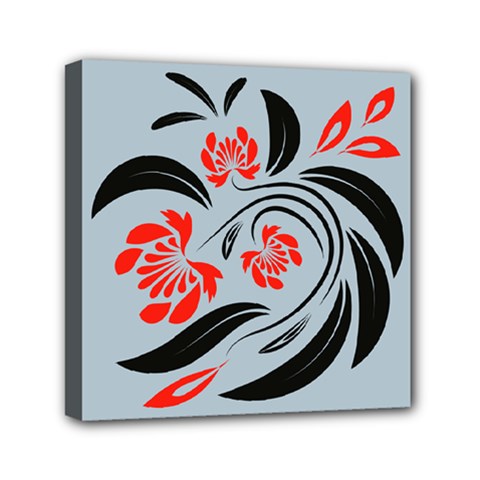 Folk Flowers Floral Art Print Flowers Abstract Art  Mini Canvas 6  X 6  (stretched) by Eskimos