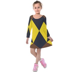 Abstract Pattern Geometric Backgrounds   Kids  Long Sleeve Velvet Dress by Eskimos