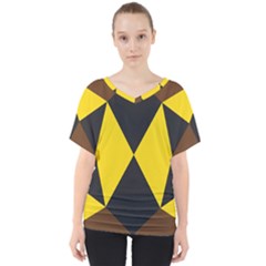 Abstract Pattern Geometric Backgrounds   V-neck Dolman Drape Top by Eskimos