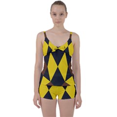 Abstract Pattern Geometric Backgrounds   Tie Front Two Piece Tankini by Eskimos