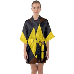 Abstract Pattern Geometric Backgrounds   Half Sleeve Satin Kimono  by Eskimos