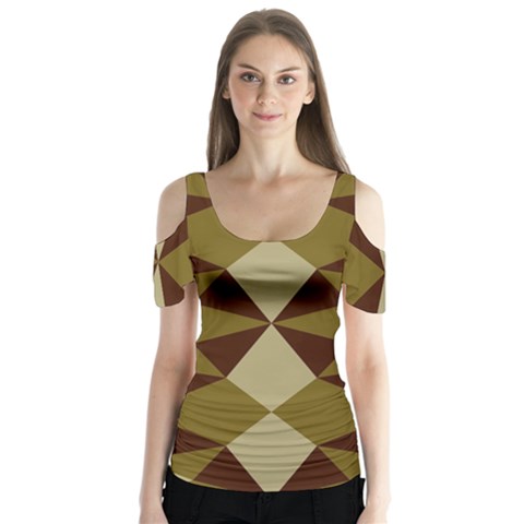 Abstract Pattern Geometric Backgrounds   Butterfly Sleeve Cutout Tee  by Eskimos