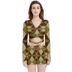 Abstract Pattern Geometric Backgrounds   Velvet Wrap Crop Top And Shorts Set by Eskimos