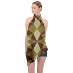 Abstract Pattern Geometric Backgrounds   Halter Asymmetric Satin Top by Eskimos