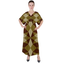 Abstract Pattern Geometric Backgrounds   V-neck Boho Style Maxi Dress by Eskimos