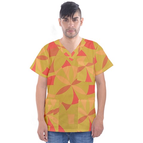 Abstract Pattern Geometric Backgrounds   Men s V-neck Scrub Top by Eskimos