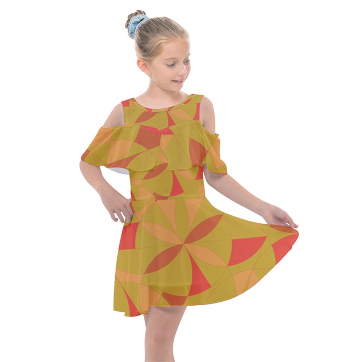 Abstract pattern geometric backgrounds   Kids  Shoulder Cutout Chiffon Dress