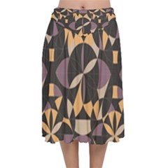 Abstract Pattern Geometric Backgrounds   Velvet Flared Midi Skirt by Eskimos