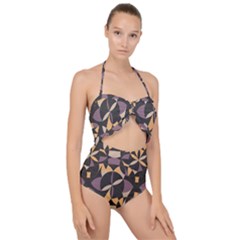 Abstract Pattern Geometric Backgrounds   Scallop Top Cut Out Swimsuit by Eskimos