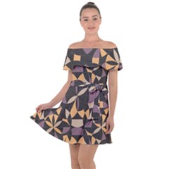 Abstract Pattern Geometric Backgrounds   Off Shoulder Velour Dress by Eskimos