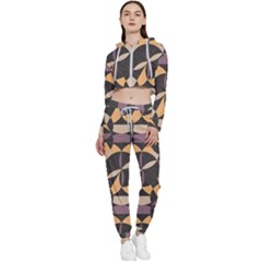 Abstract Pattern Geometric Backgrounds   Cropped Zip Up Lounge Set by Eskimos