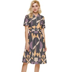 Abstract Pattern Geometric Backgrounds   Button Top Knee Length Dress by Eskimos